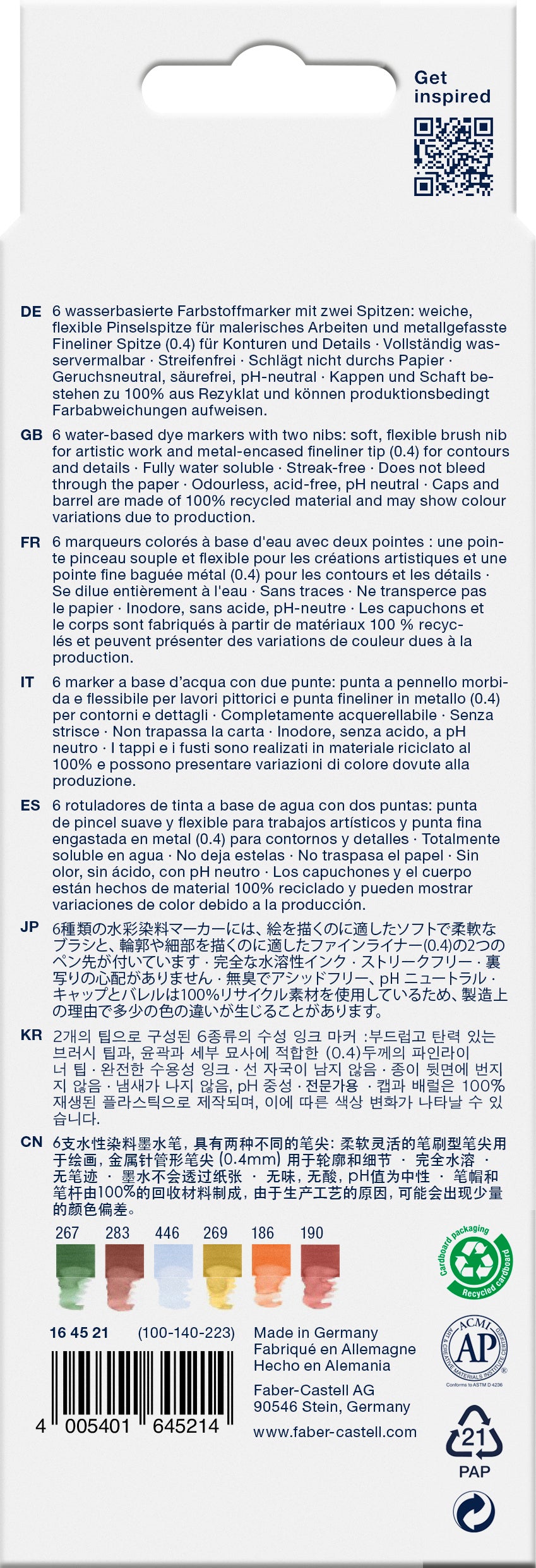 MARKER SOLUBIL 2 CAPETE SET 6 BUC TOSCANA GOLDFABER FABER-CASTELL