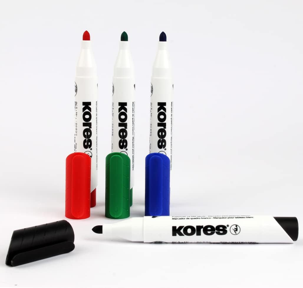 MARKER WHITEBOARD 4/SET 3MM + BURETE MAGNETIC KORES