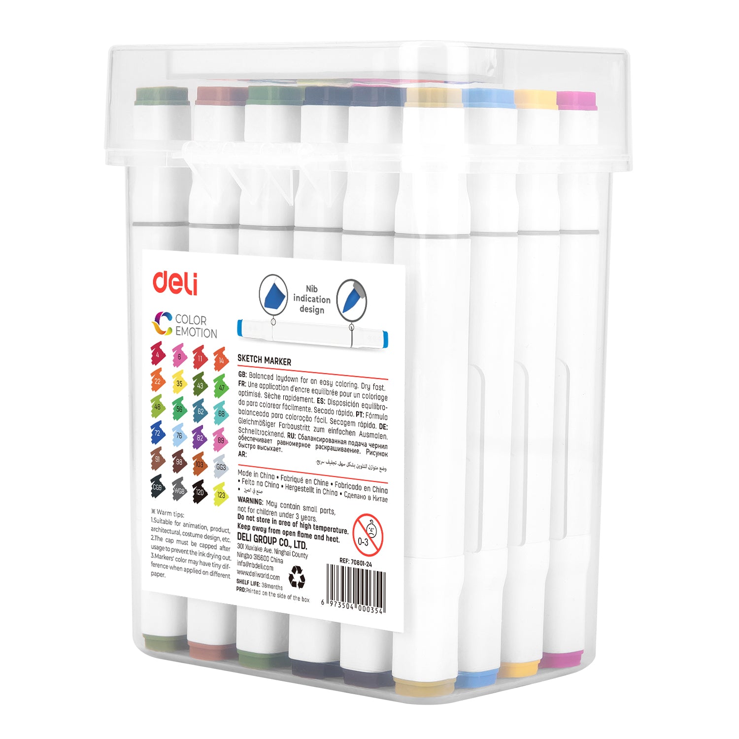 SET 24 MARKERE SKETCHING VARF DUBLU 1MM/7MM CUT PLASTIC DELI