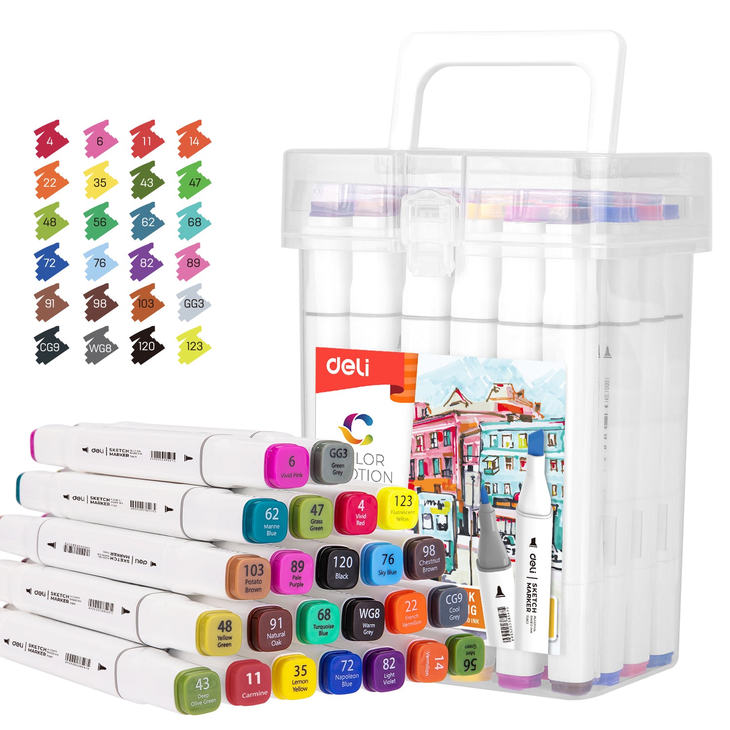 SET 24 MARKERE SKETCHING VARF DUBLU 1MM/7MM CUT PLASTIC DELI
