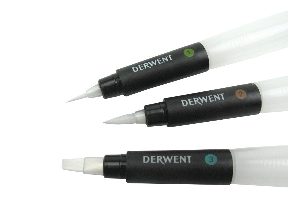 SET 3 BUCATI PENSULE CU REZERVOR (2 x VARF ROTUND, 1 x VARF TESIT) PROFESSIONAL DERWENT