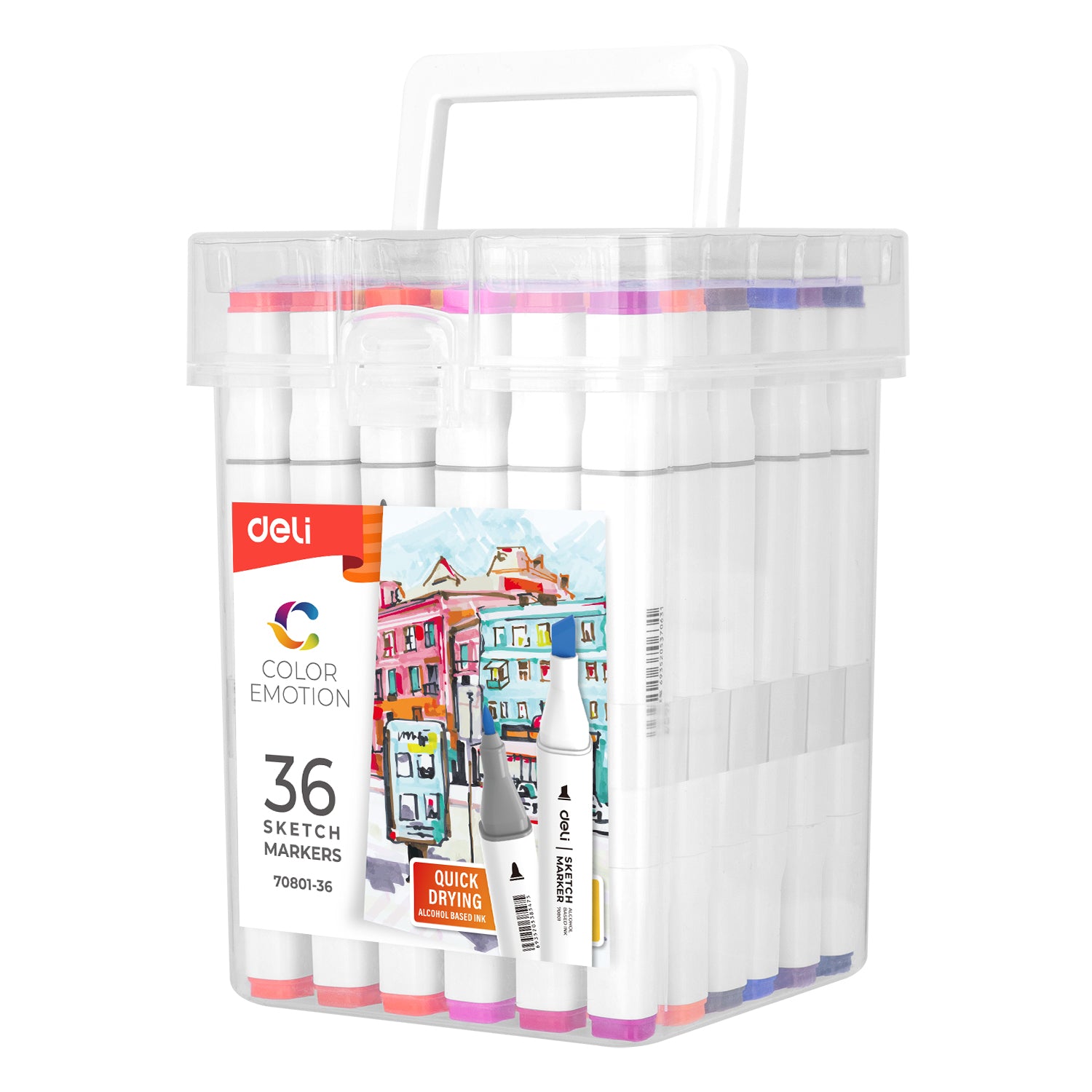 SET 36 MARKERE SKETCHING VARF DUBLU 1MM/7MM CUTIE PLASTIC DELI