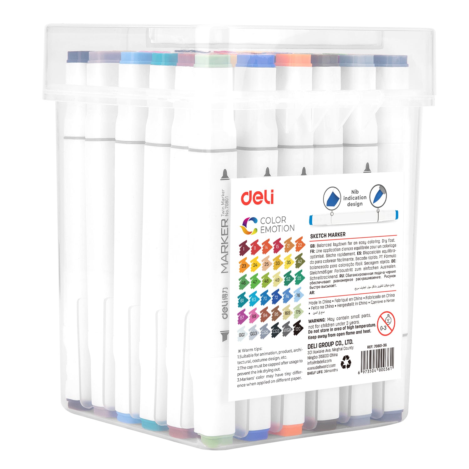 SET 36 MARKERE SKETCHING VARF DUBLU 1MM/7MM CUTIE PLASTIC DELI