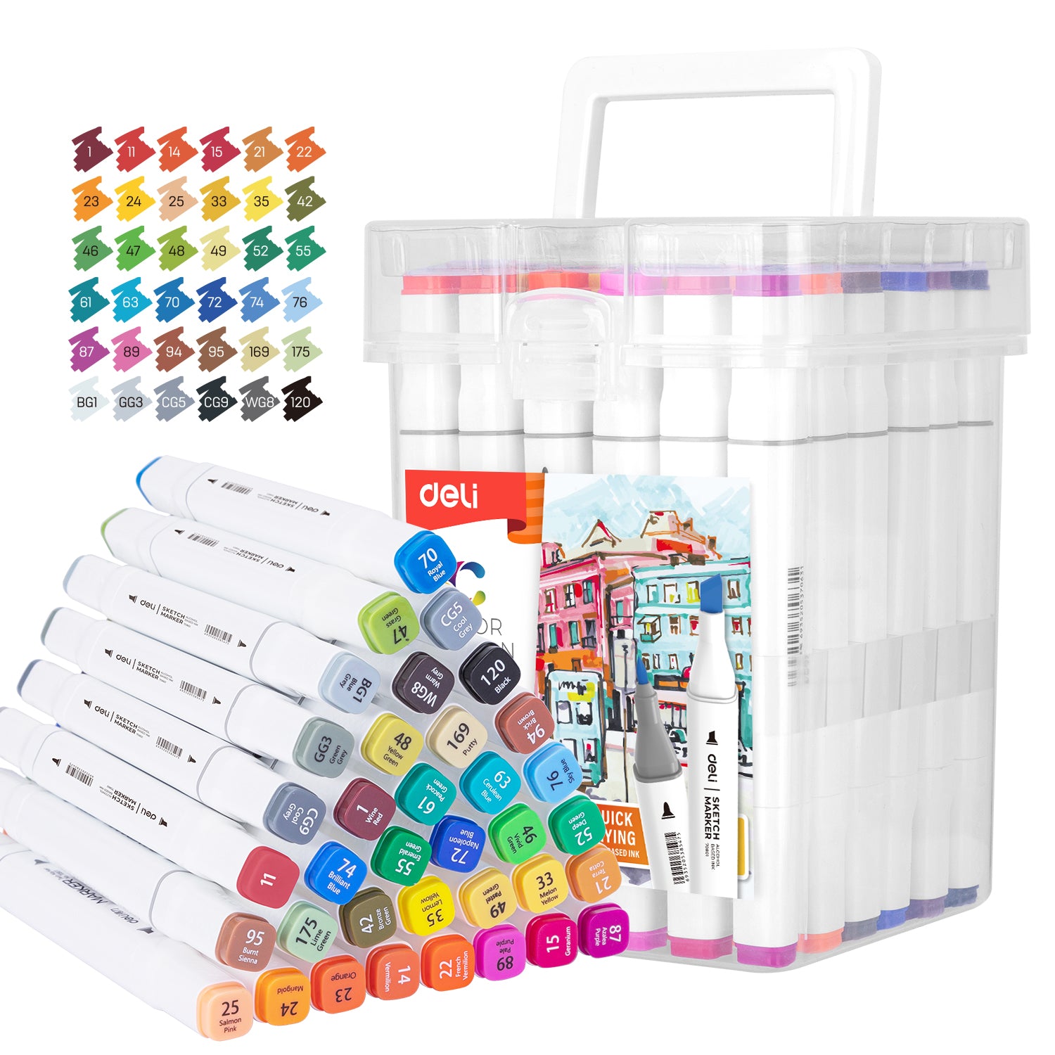 SET 36 MARKERE SKETCHING VARF DUBLU 1MM/7MM CUTIE PLASTIC DELI