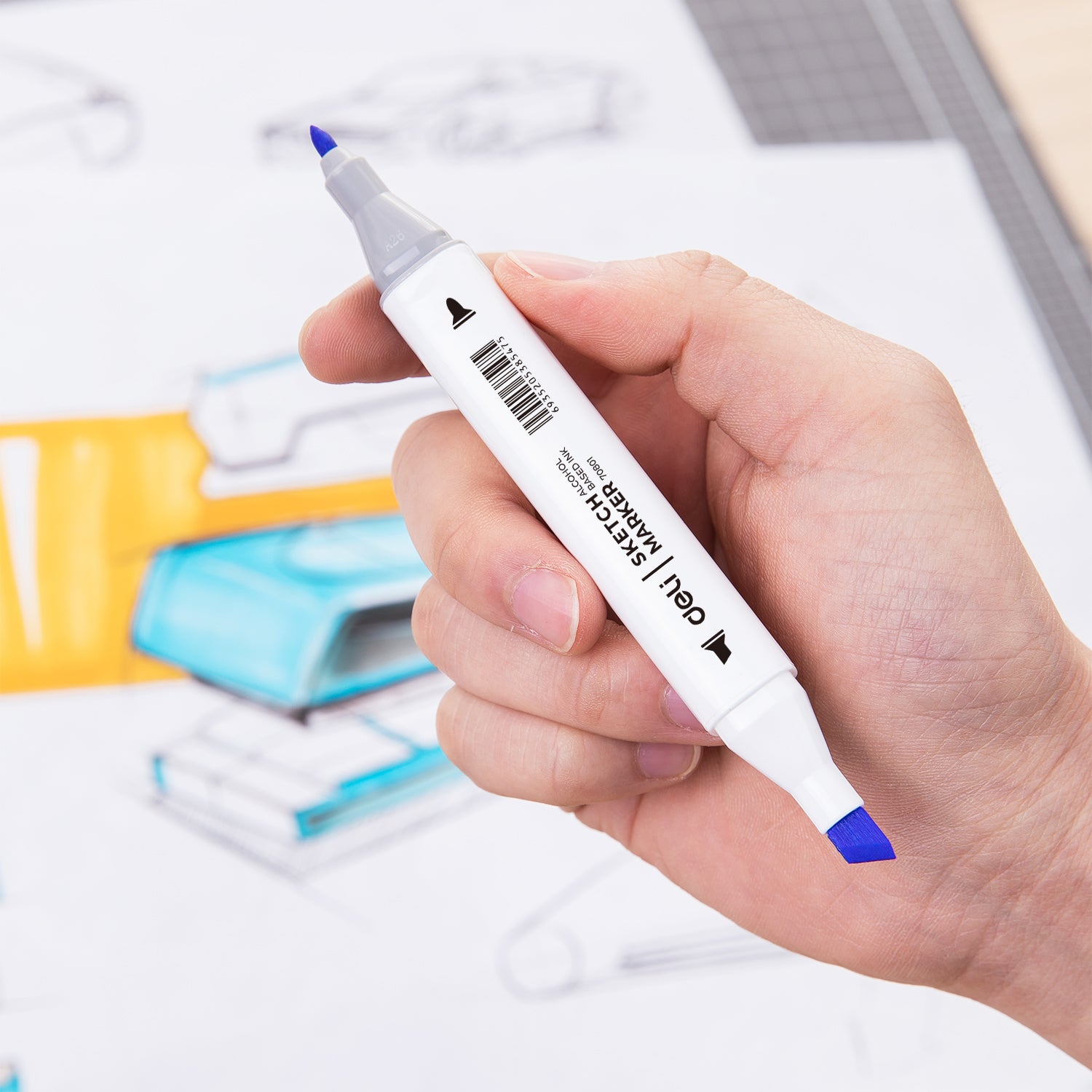 SET 48 MARKERE SKETCHING VARF DUBLU 1MM/7MM CUT PLASTIC DELI