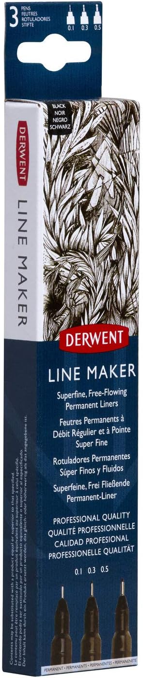 SET 3 BUC LINER GRAFIC PROFESIONAL (0.1/0.3/0.5 MM) NEGRU DERWENT