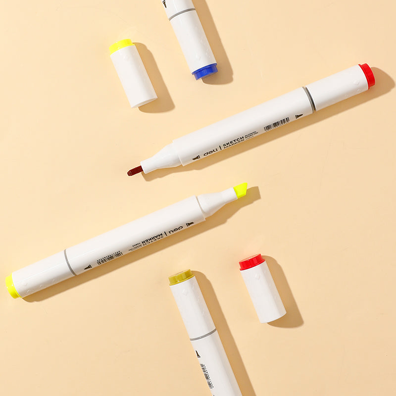 SET 60 MARKERE SKETCHING VARF DUBLU ROTUND 1MM/TESIT 7MM CUTIE PLASTIC COLOR EMOTION DELI