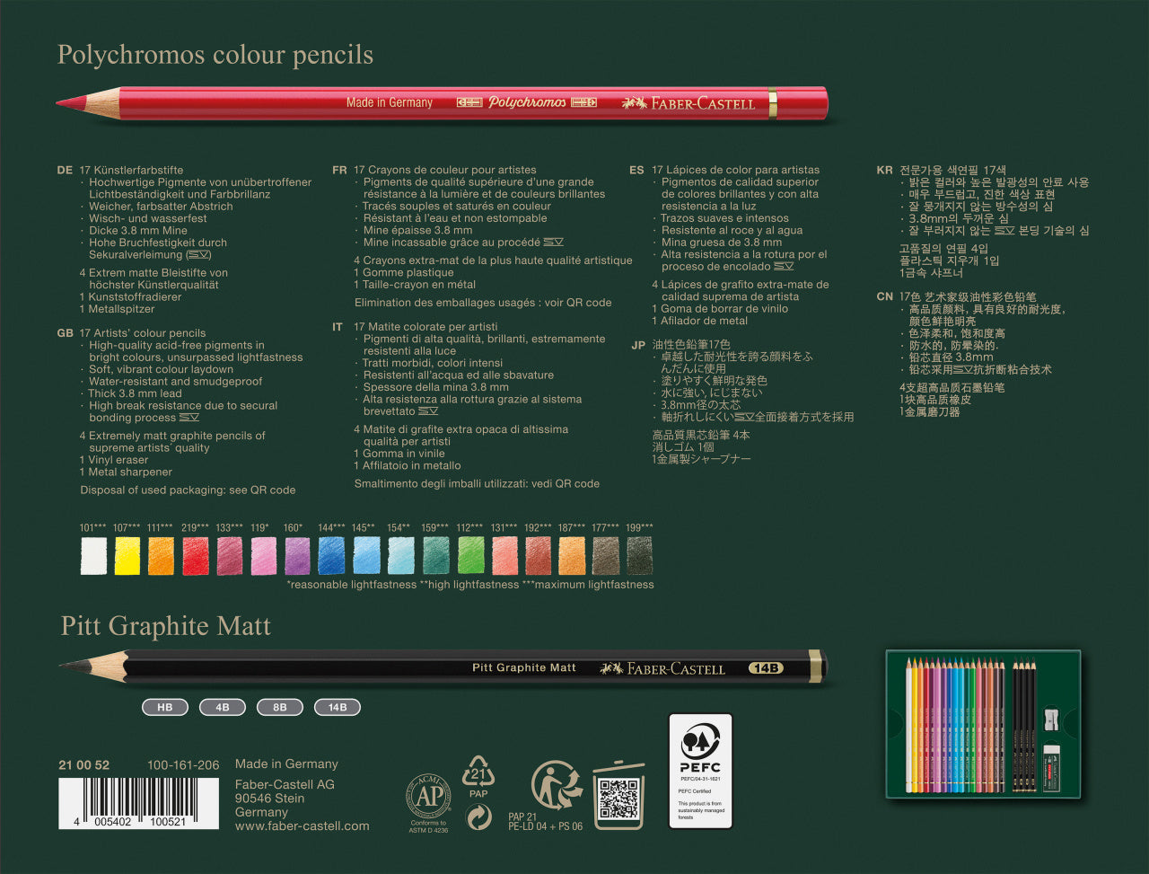 SET CADOU 17 CREIOANE COLORATE POLYCHROMOS + 4 CREIOANE GRAFIT MATT + ACCESORII FABER-CASTELL