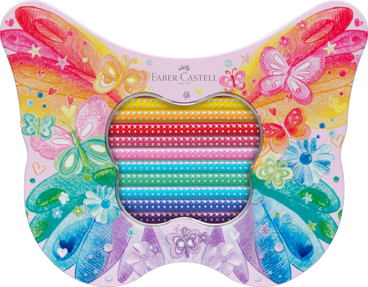 SET CADOU 20 CREIOANE COLORATE SPARKLE BUTTERFLY FABER-CASTELL