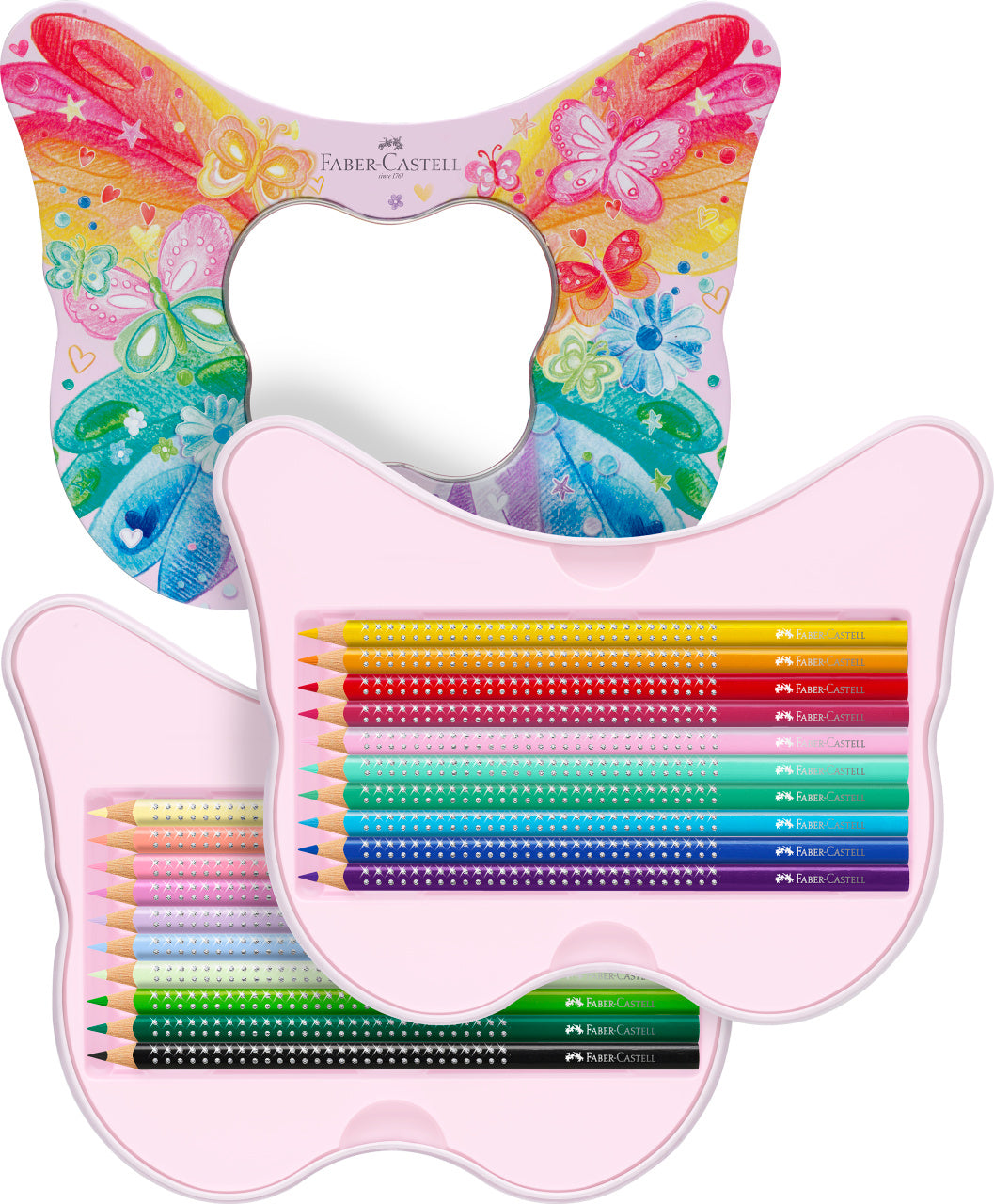 SET CADOU 20 CREIOANE COLORATE SPARKLE BUTTERFLY FABER-CASTELL