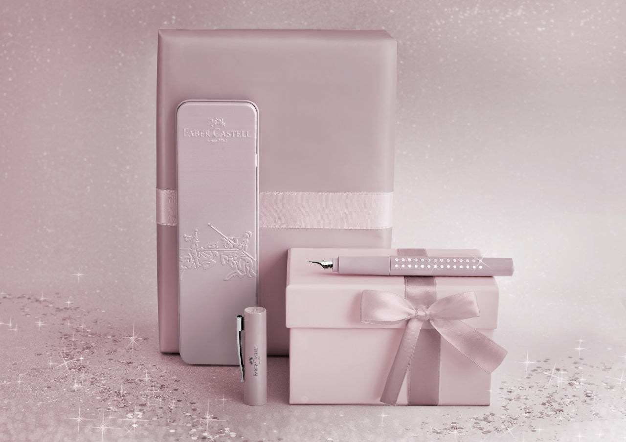 SET CADOU STILOU SPARKLE ROSE METALIC M FABER-CASTELL