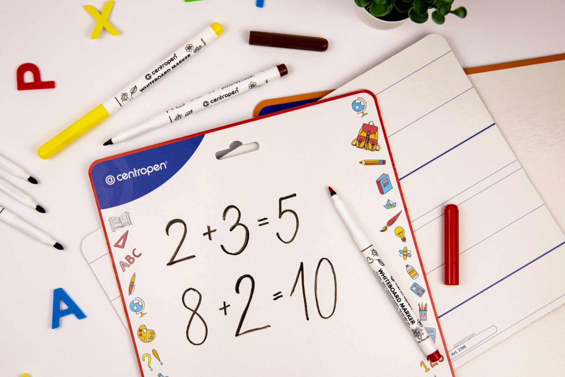 TABLA SCOLARA 2 FETE + 2 MARKERE WHITEBOARD 21 x 29.7 CM CENTROPEN