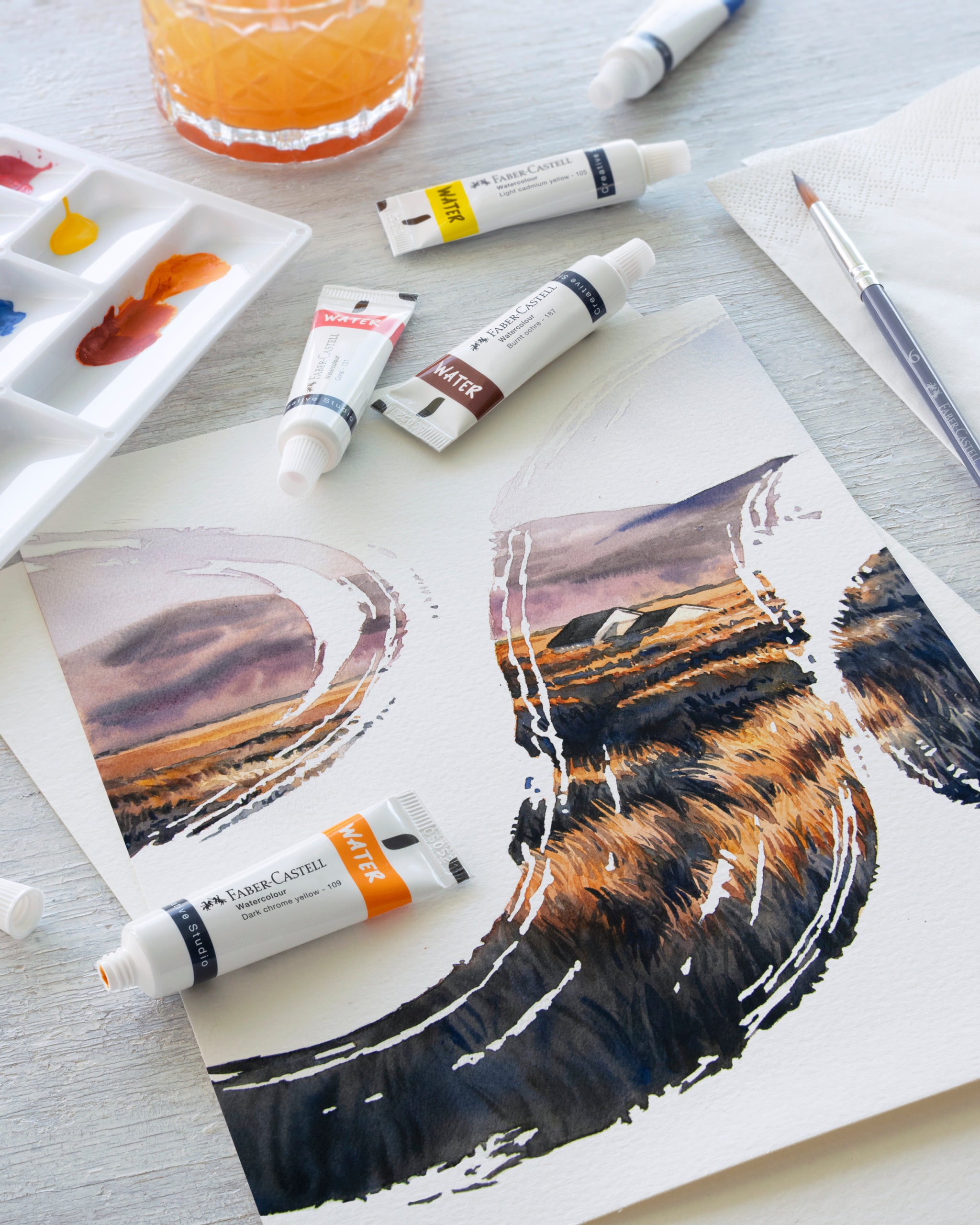 TEMPERA ACUARELE 12 CULORI 9ML + PALETA FABER-CASTELL