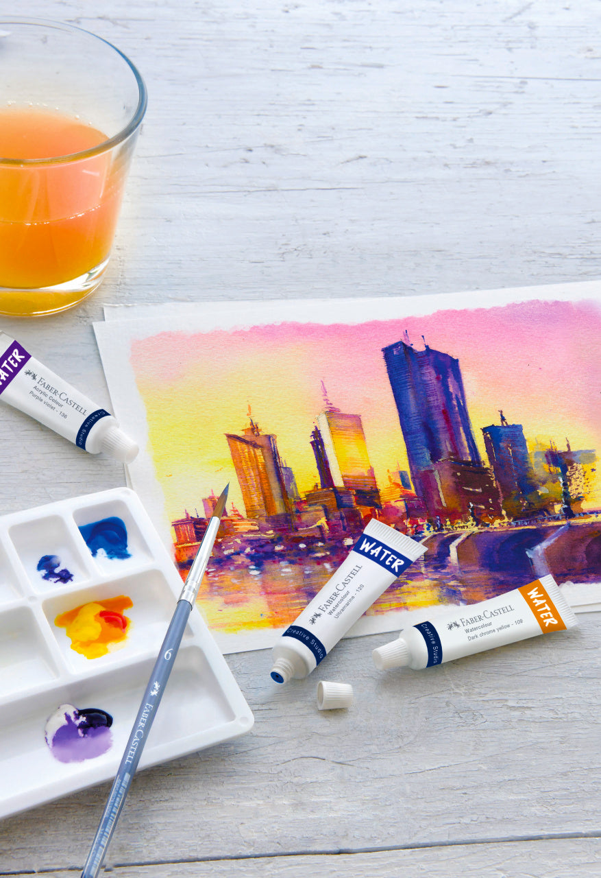 TEMPERA ACUARELE 12 CULORI 9ML + PALETA FABER-CASTELL