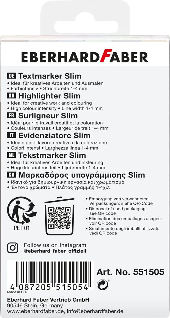 TEXTMARKER SLIM PATRAT SET 6 BUC NUANTE NATURALE EBERHARD FABER