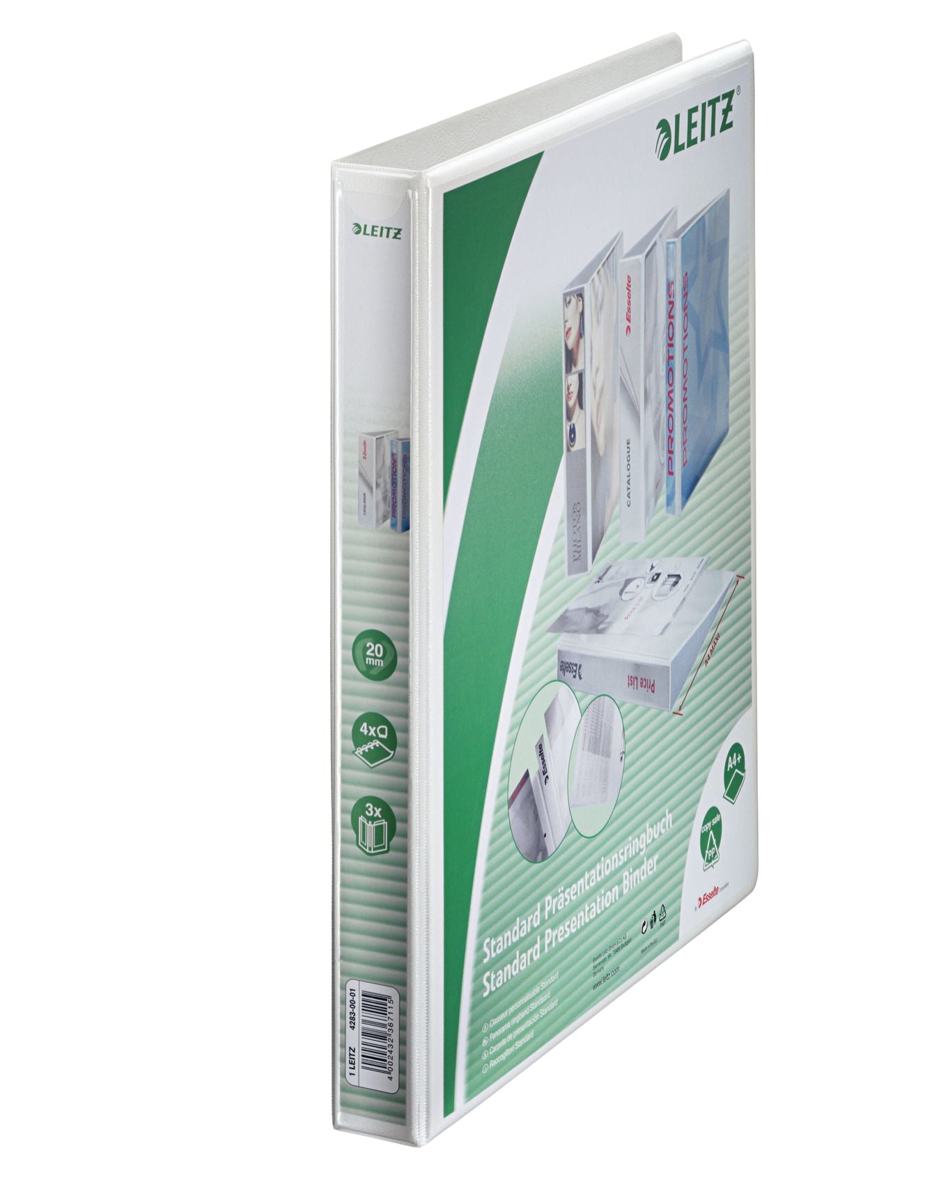 CAIET MECANIC A4 4 INELE 20MM/38MM ALB MAXI PANORAMA LEITZ
