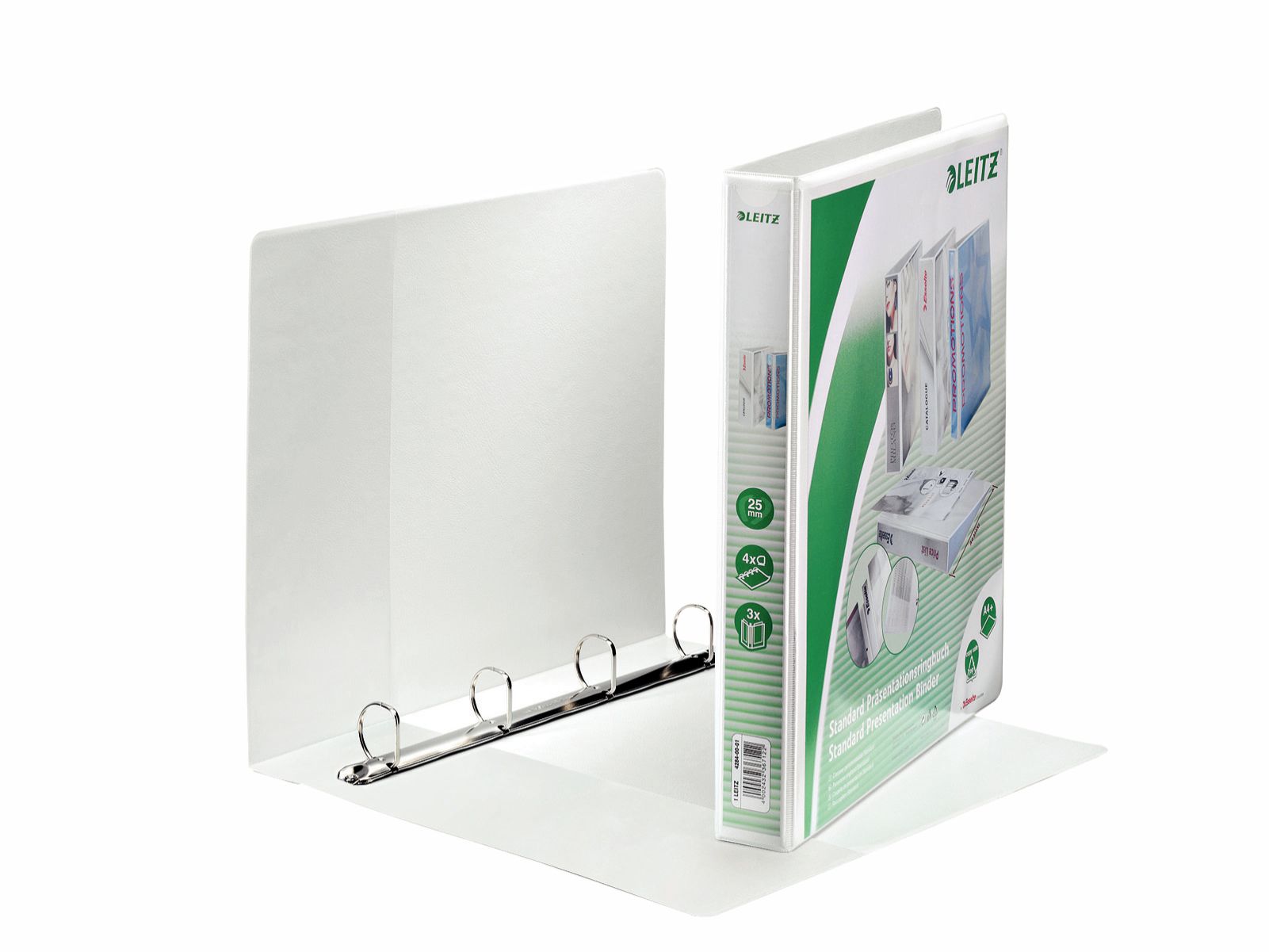 CAIET MECANIC A4 4 INELE 25MM/44MM ALB MAXI PANORAMA LEITZ