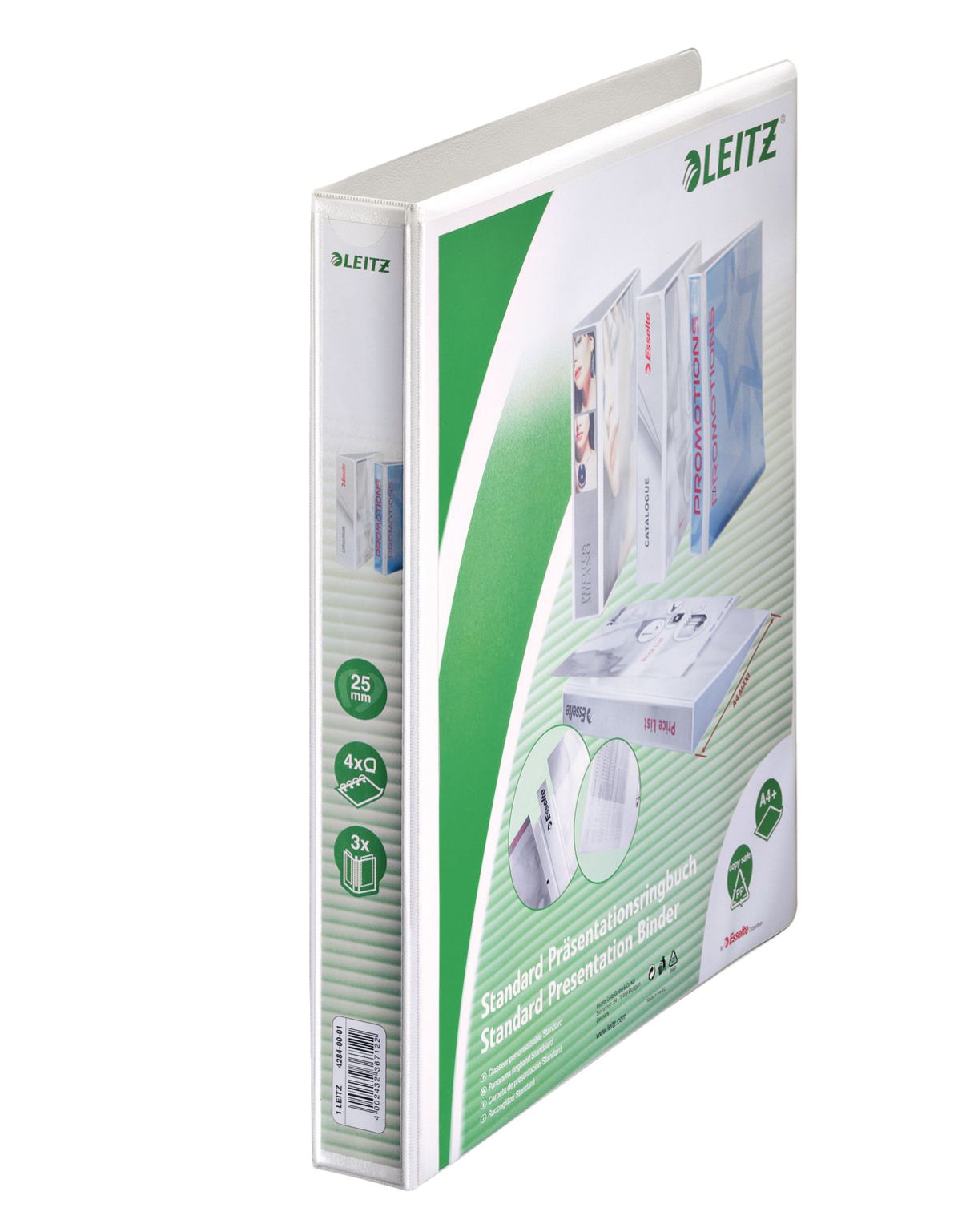 CAIET MECANIC A4 4 INELE 25MM/44MM ALB MAXI PANORAMA LEITZ