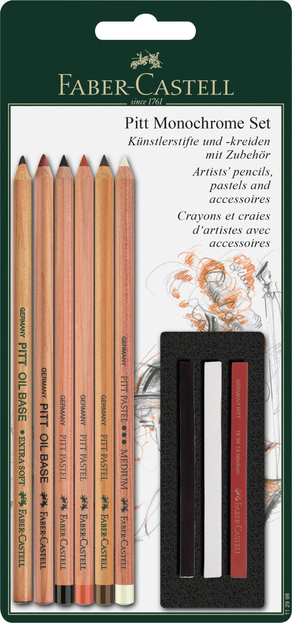 BLISTER 9 PIESE PITT MONOCHROME FABER-CASTELL