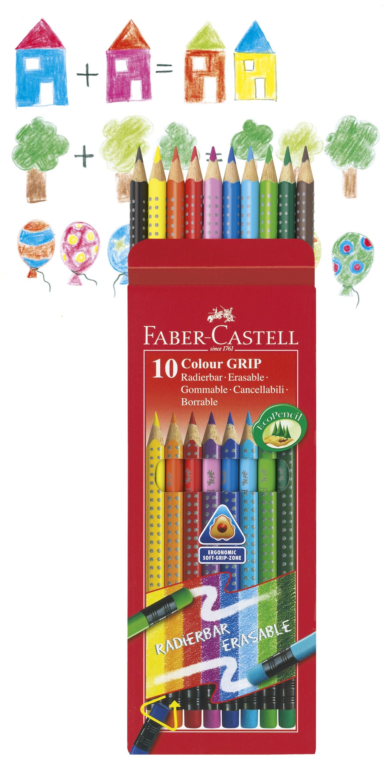 CREIOANE COLORATE 10 CULORI CU GUMA GRIP 2001 FABER-CASTELL