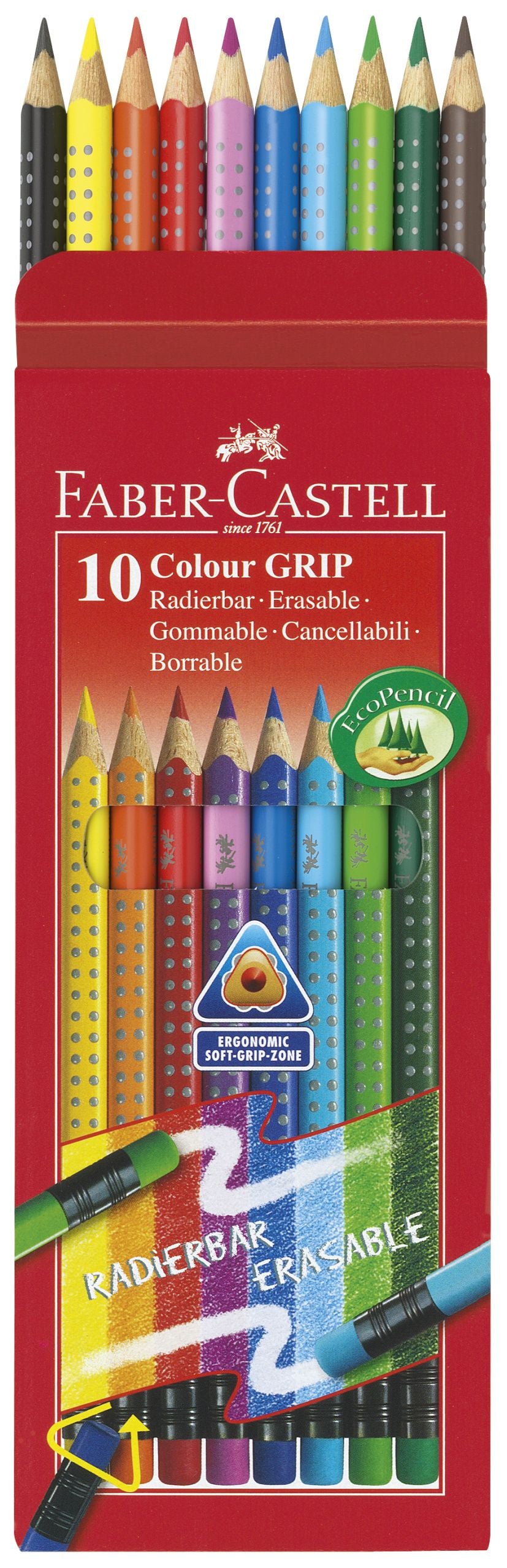 CREIOANE COLORATE 10 CULORI CU GUMA GRIP 2001 FABER-CASTELL