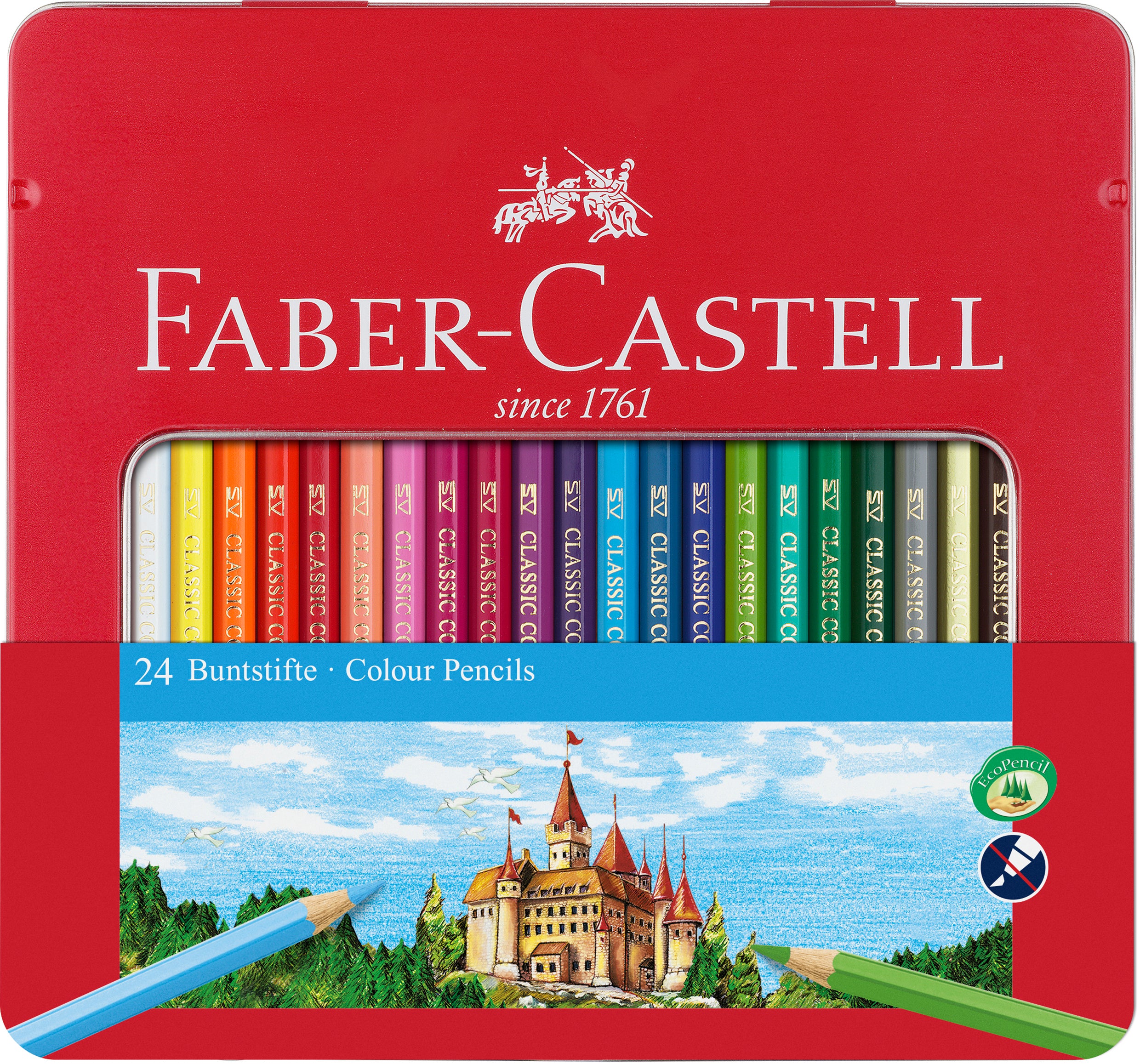 CREIOANE COLORATE 24 CULORI CUTIE METAL-2 FABER-CASTELL
