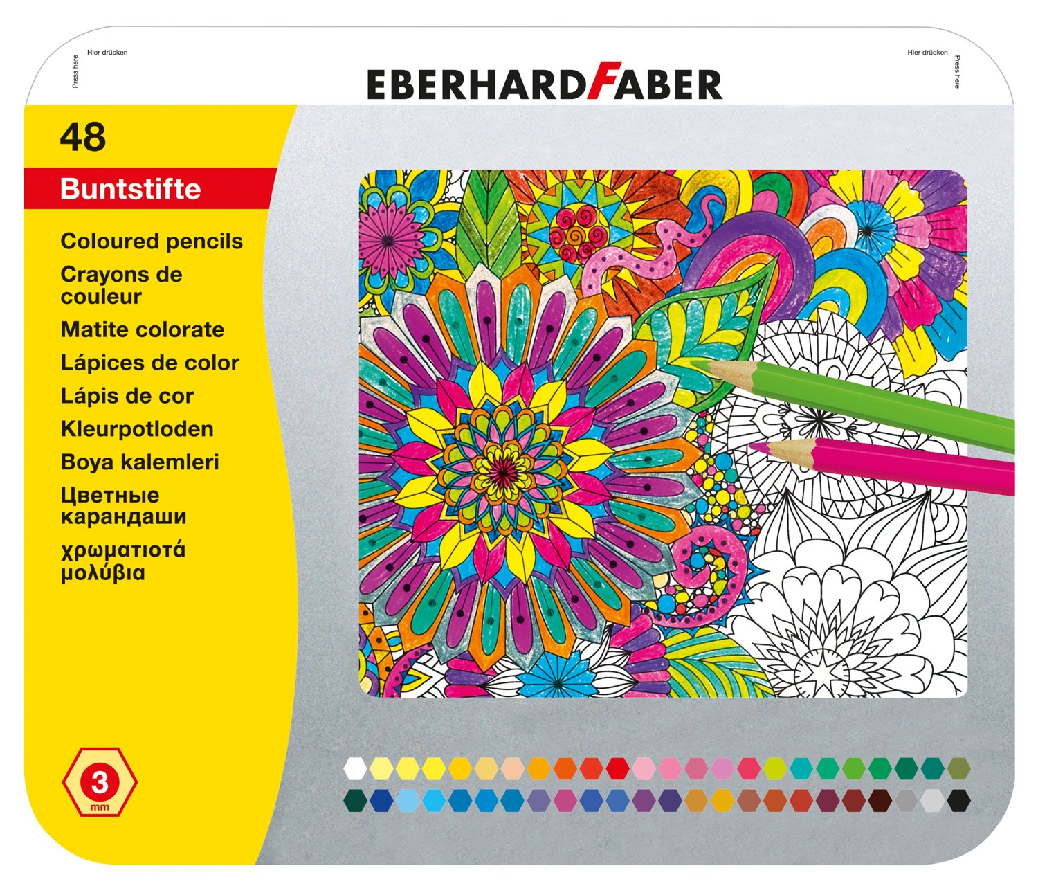 CREIOANE COLORATE 48 CULORI CUTIE METAL EBERHARD FABER