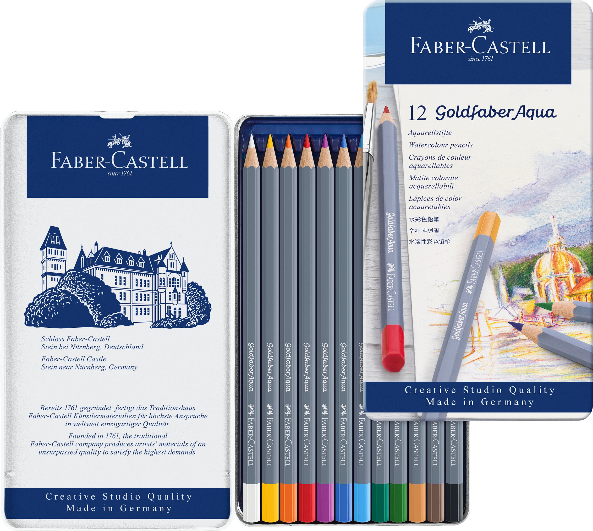 CREIOANE COLORATE AQUARELLE 12 CULORI GOLDFABER CUT. METAL FABER