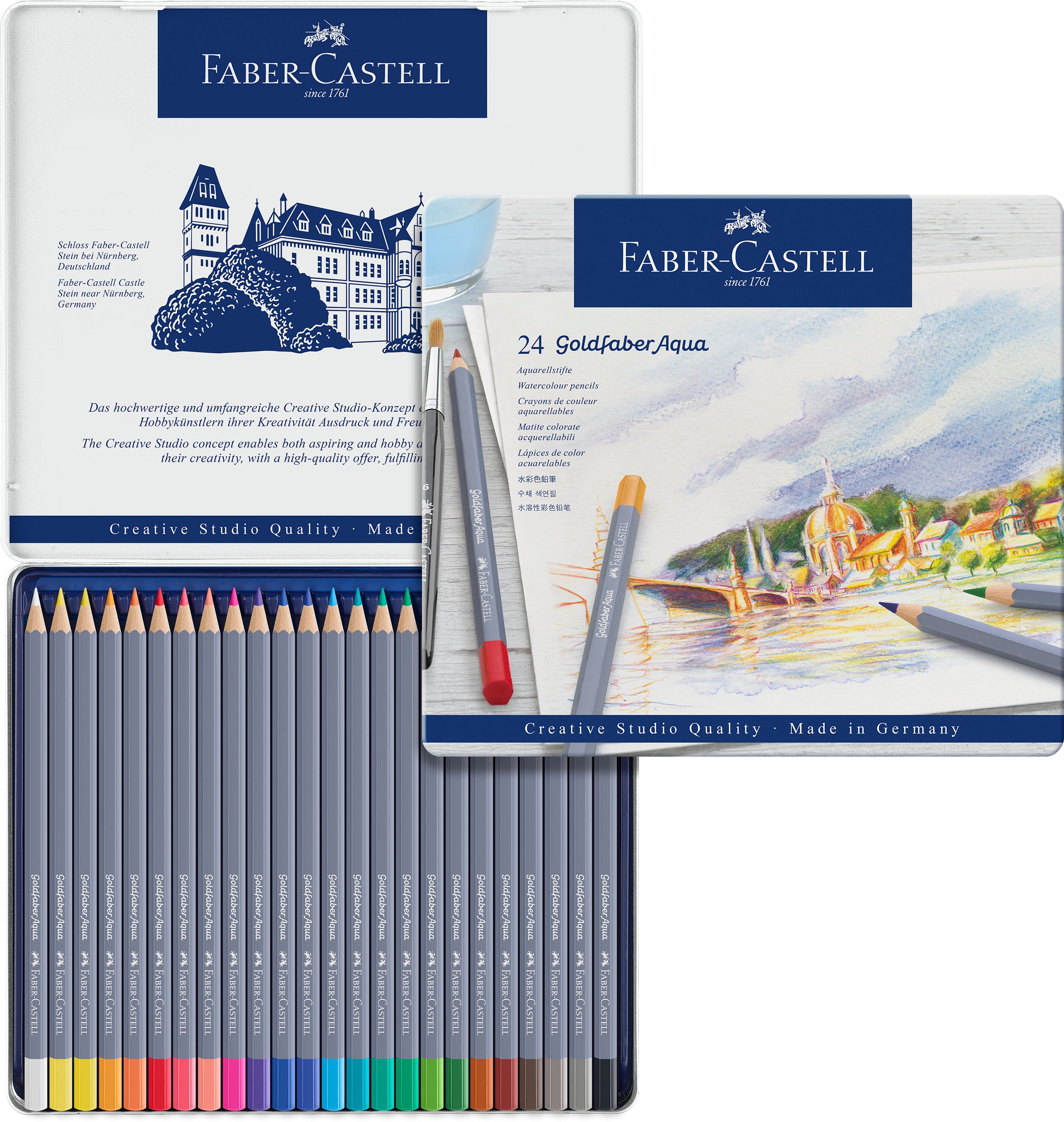 CREIOANE COLORATE AQUARELLE 24 CULORI GOLDFABER CUT. METAL FABER