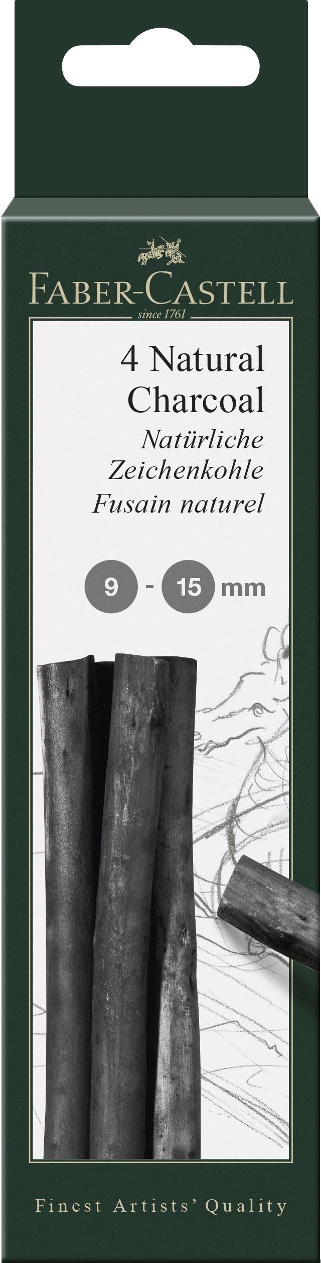 CUTIE 4 BUCATI CARBUNE NATURAL PITT MONOCHROME 9-15 MM FABER-CASTELL