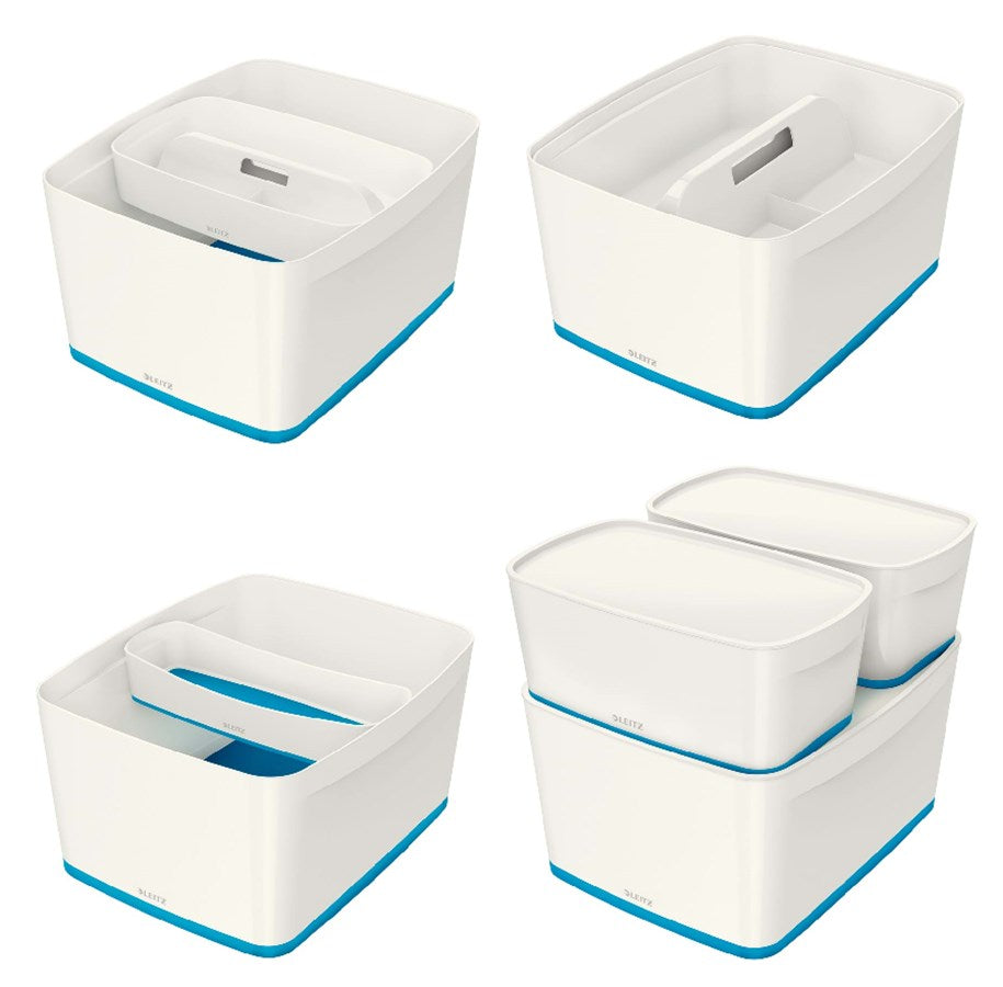 CUTIE DEPOZITARE CU CAPAC MARE ALB/ALBASTRU MYBOX LEITZ