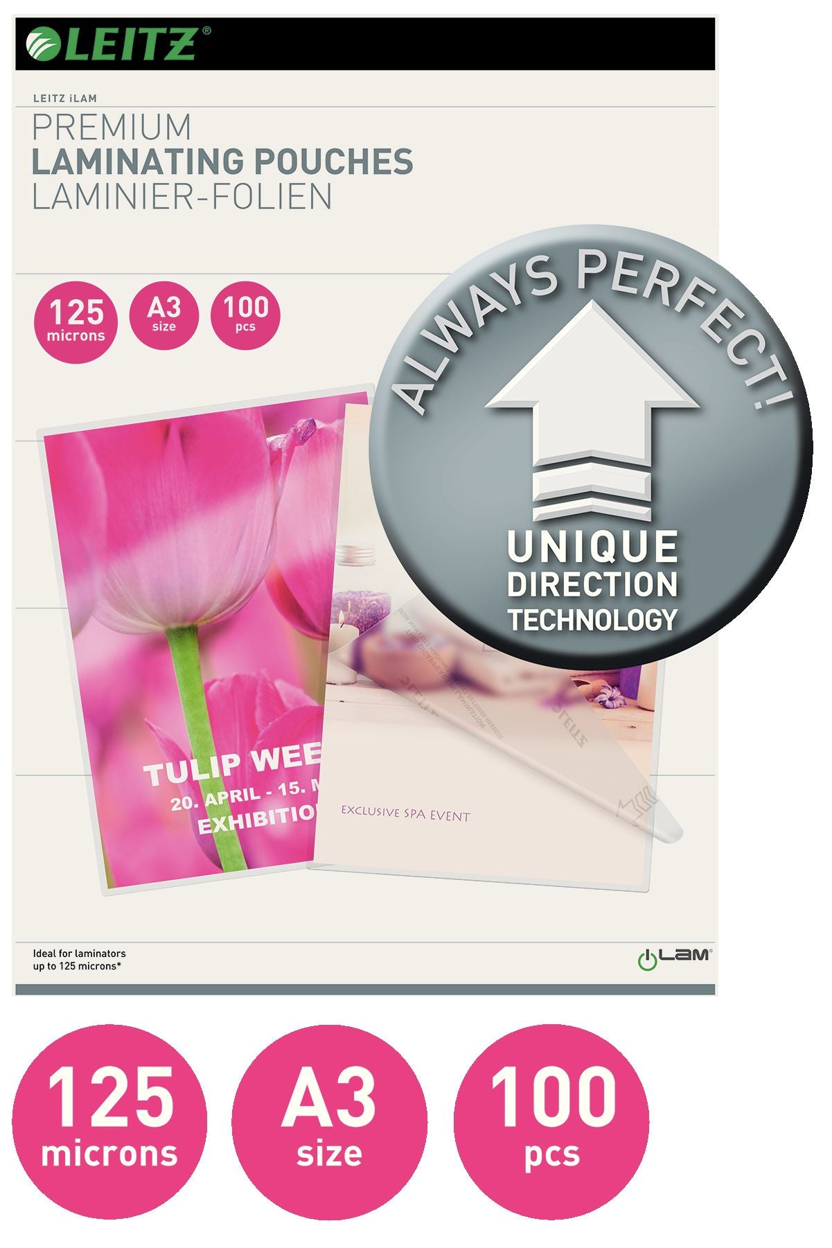FOLIE A3 125 MICRONI 100/TOP UDT LEITZ