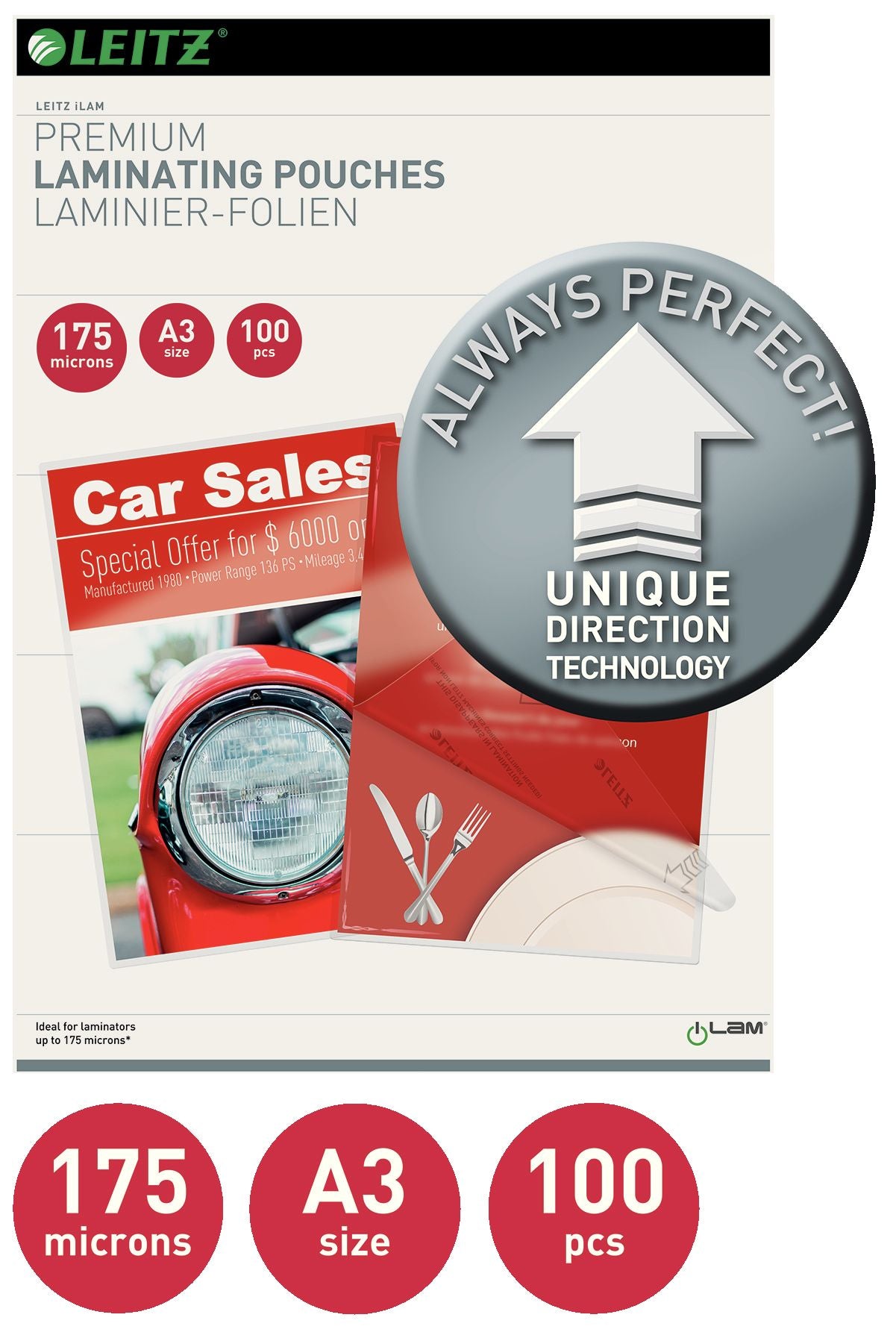 FOLIE A3 175 MICRONI 100/TOP UDT LEITZ