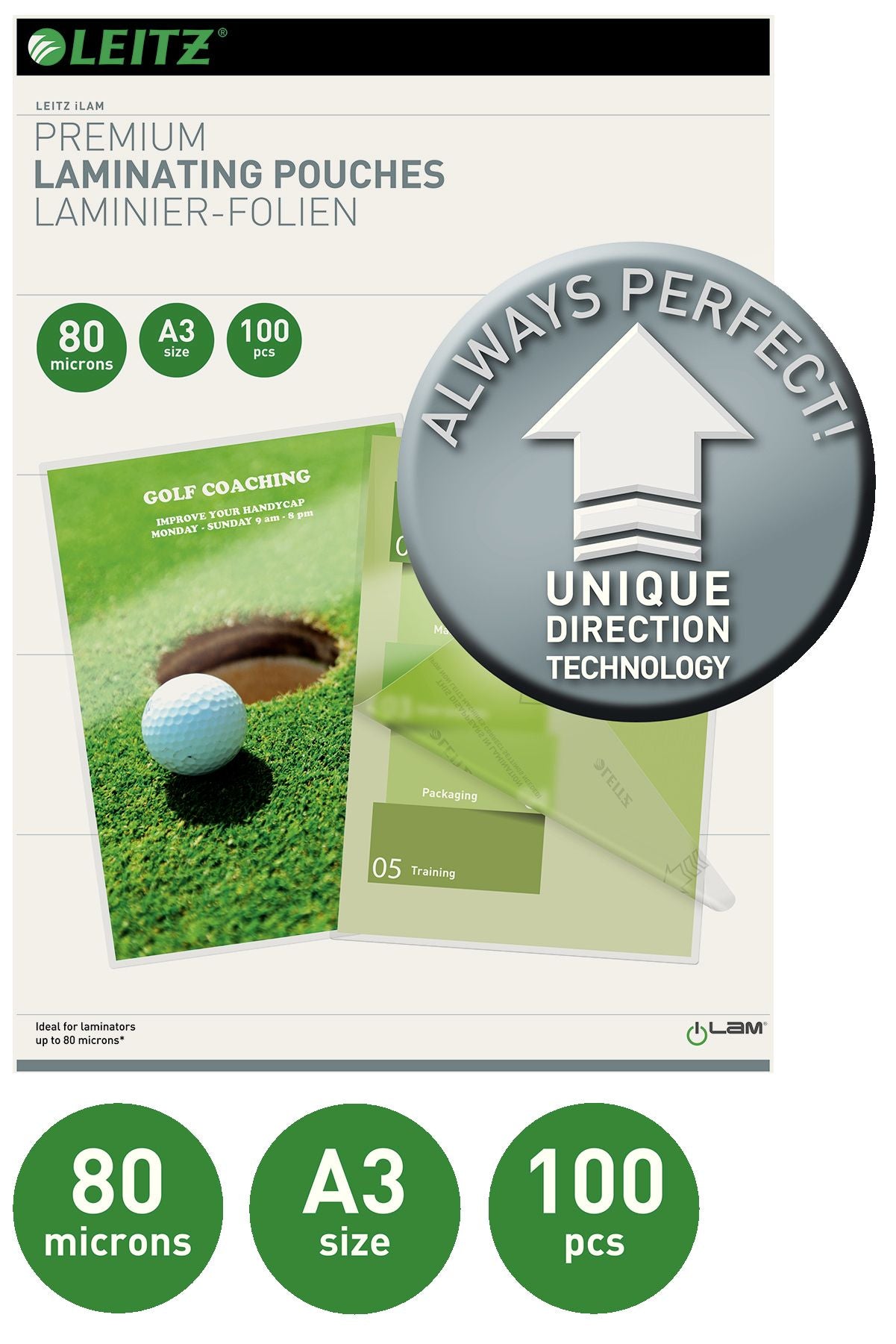 FOLIE A3 80 MICRONI 100/TOP UDT LEITZ