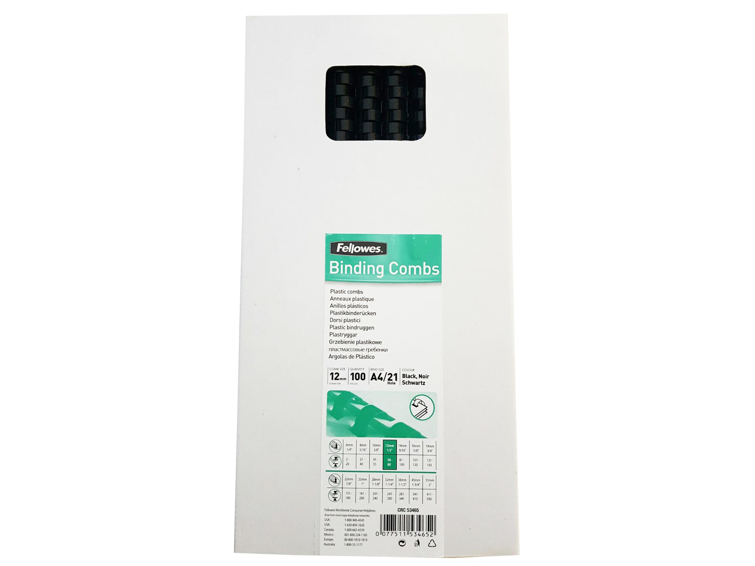 INEL PLASTIC 12MM NEGRU PT 56-80 COLI 100/CUT FELLOWES