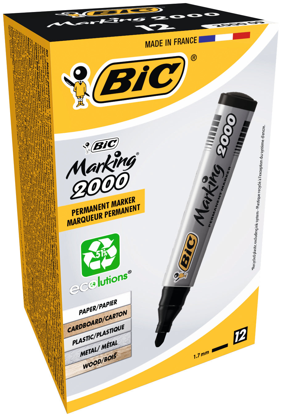 MARKER PERMANENT NEGRU VARF ROTUND 2000 BIC