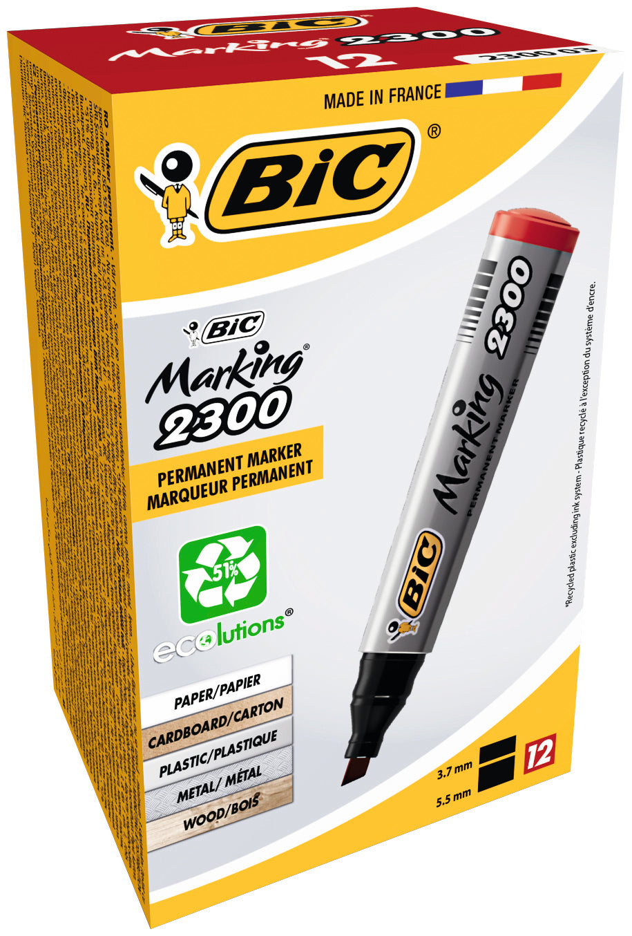 MARKER PERMANENT ROSU VARF TESIT 2300 BIC