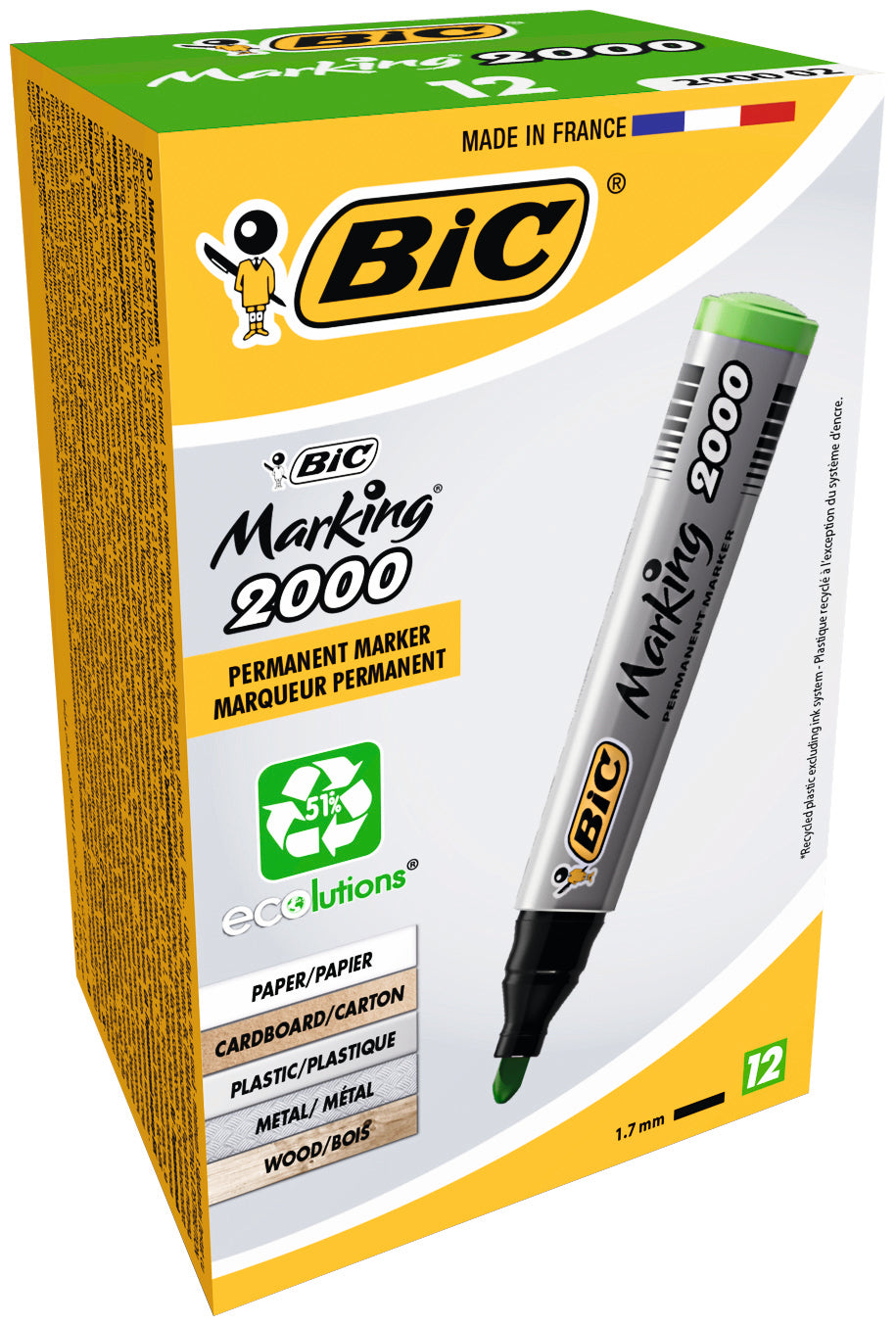 MARKER PERMANENT VERDE VARF ROTUND 2000 BIC