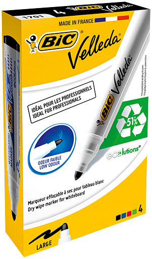 MARKER WHITEBOARD 4/SET VELLEDA VARF ROTUND 1701 BIC