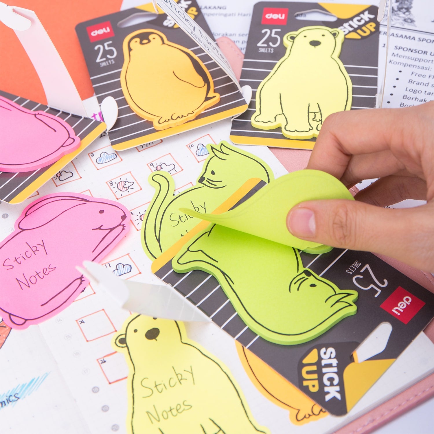 NOTES ADEZIV ANIMALE 76*76MM 25 FILE DELI