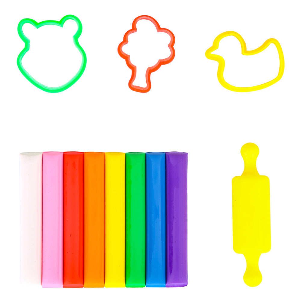 PLASTILINA 8 CULORI 100G + FORME MODELAJ DELI