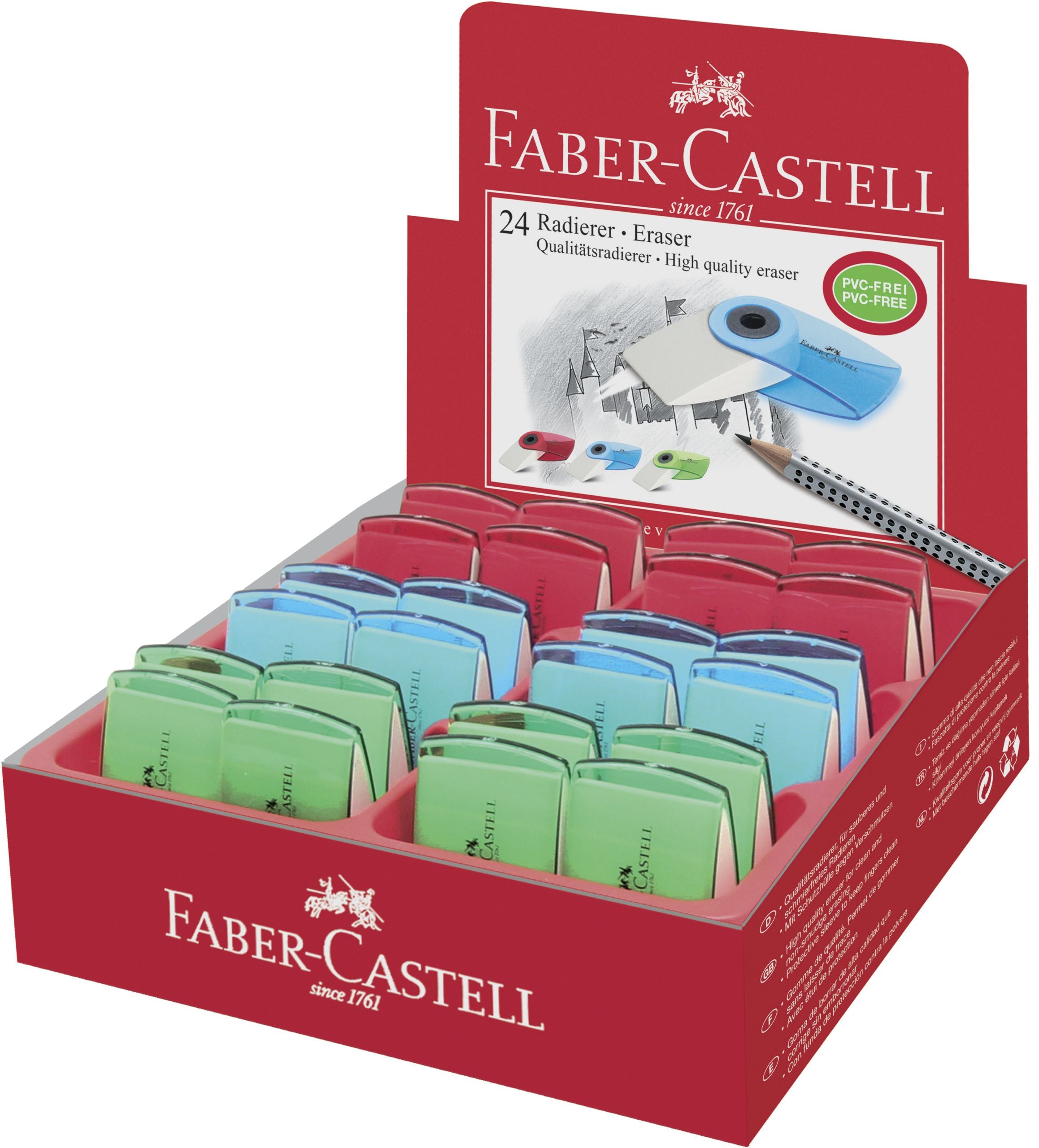 RADIERA CREION SLEEVE MINI CULORI TRANSPARENTE FABER-CASTELL
