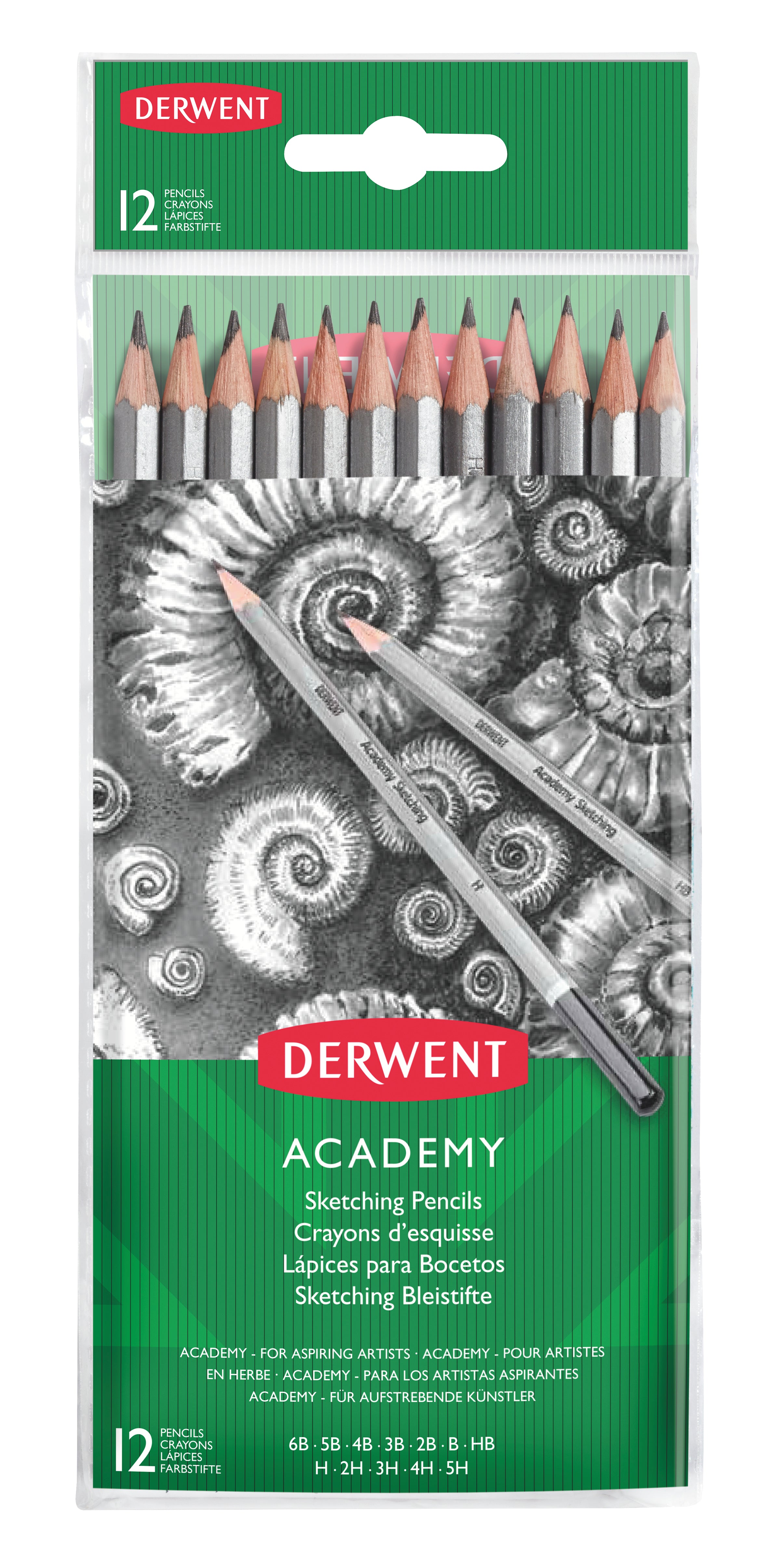 BLISTER 12 BUC CREIOANE GRAFIT 5H-6B DERWENT ACADEMY