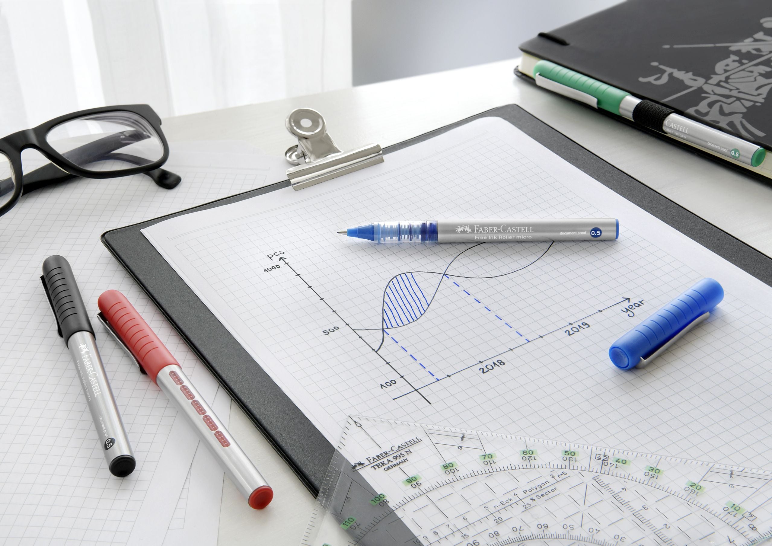 ROLLER FREE INK 0.5MM ALBASTRU FABER-CASTELL