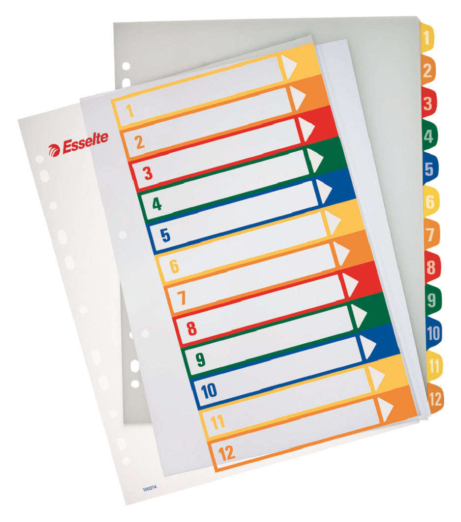 SEPARATOARE INDEX PLASTIC 1-12 IMPRIMABIL ESSELTE
