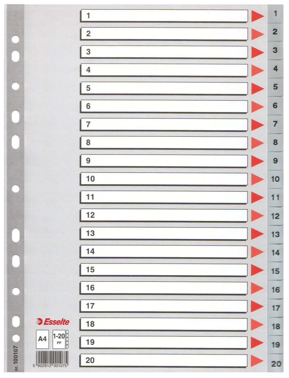 SEPARATOARE INDEX PLASTIC 1-20 ESSELTE