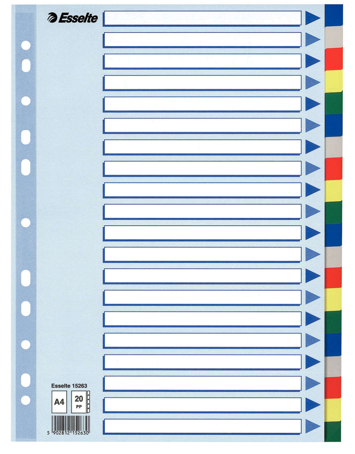 SEPARATOARE INDEX PLASTIC 20 CULORI ESSELTE
