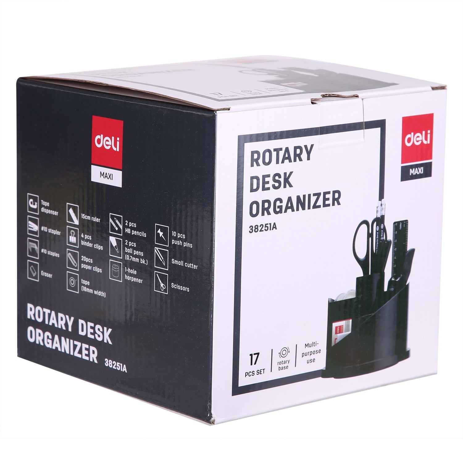 SUPORT BIROU ROTATIV ECHIPAT 16 PIESE 7 COMPARTIMENTE DELI