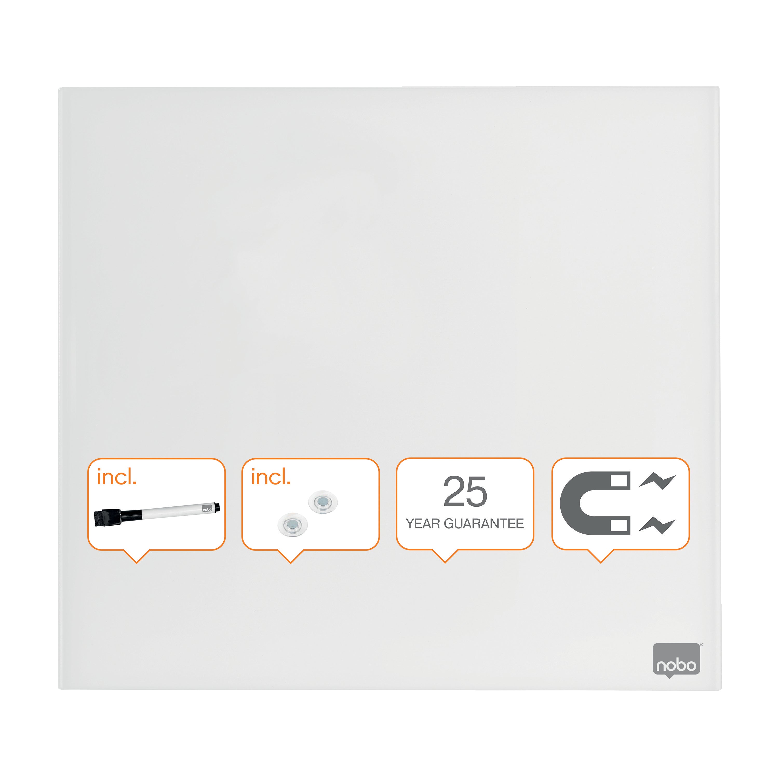 WHITEBOARD MAGNETIC STICLA 30*30 CM+ACCESORII DIAMOND NOBO