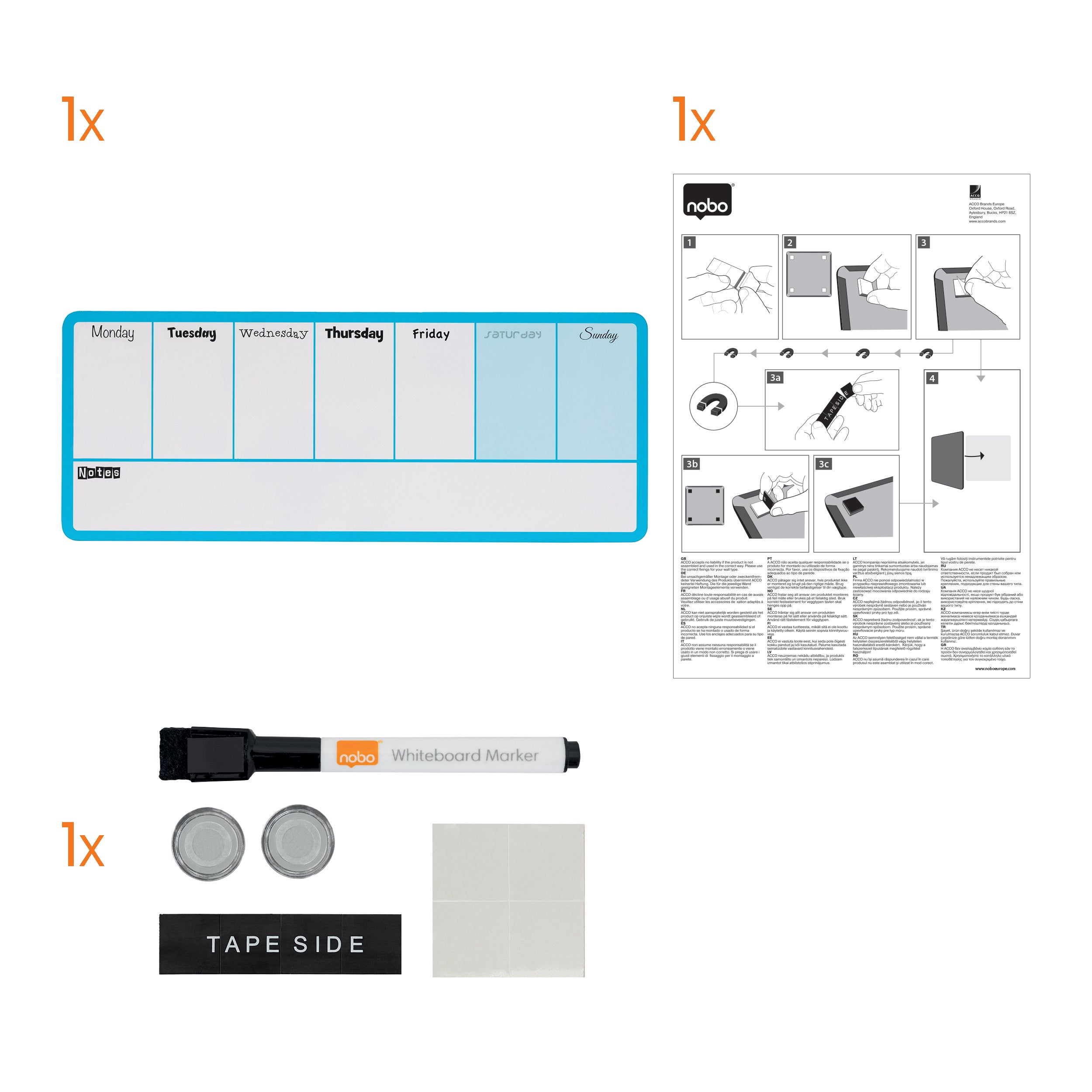 PLANNER MAGNETIC SAPTAMANAL 14*36 CM ALBASTRU NOBO